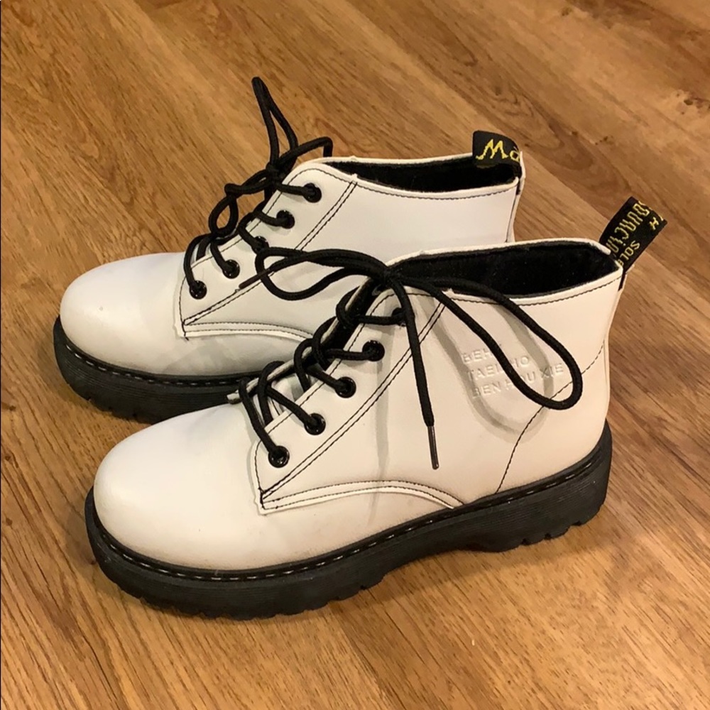 White combat boots